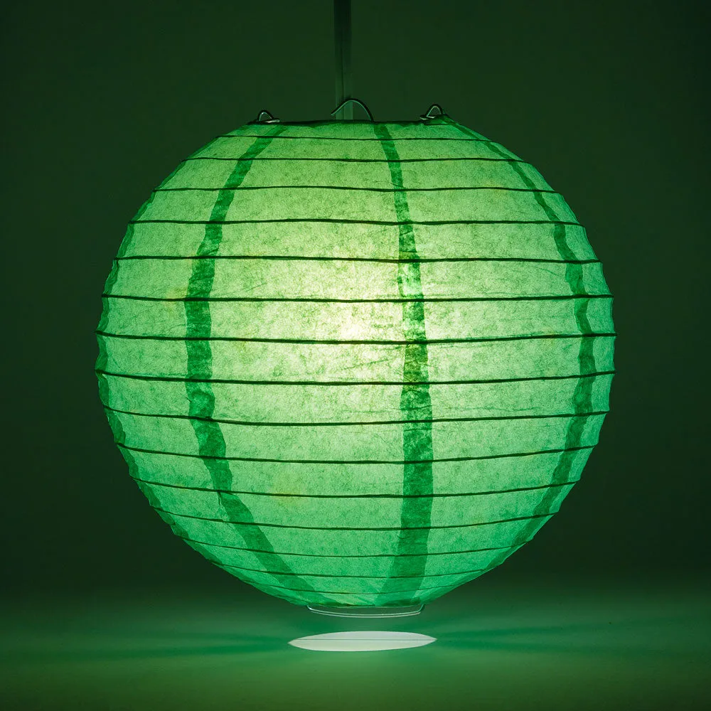 16" Emerald Green Round Paper Lantern, Even Ribbing, Chinese Hanging Wedding & Party Decoration