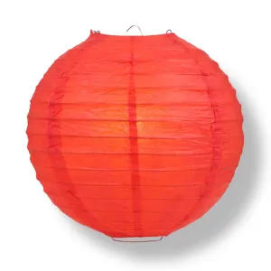 16" Red Round Paper Lantern, Even Ribbing, Chinese Hanging Wedding & Party Decoration