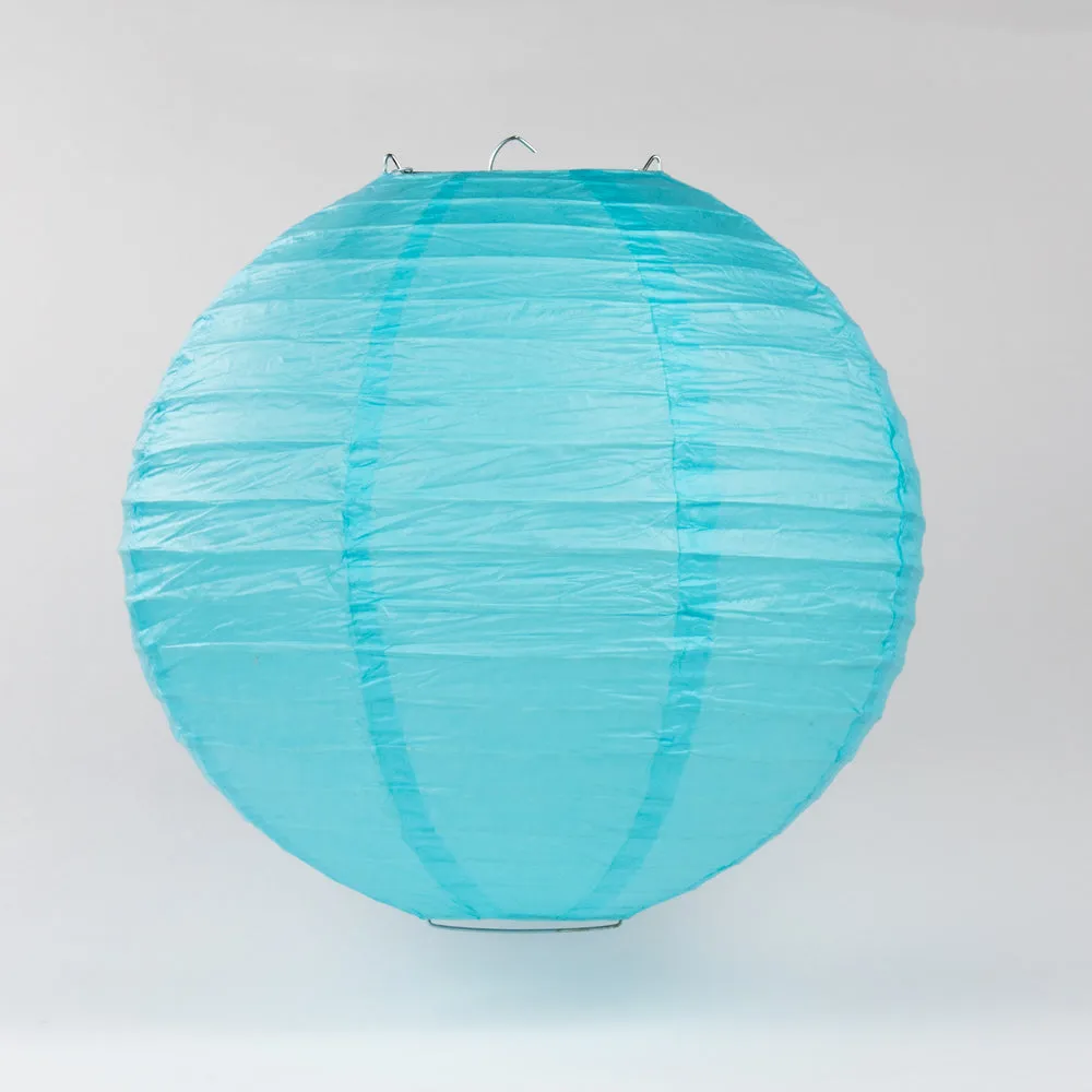 36" Baby Blue Jumbo Round Paper Lanterns, Even Ribbing (Value Packs)