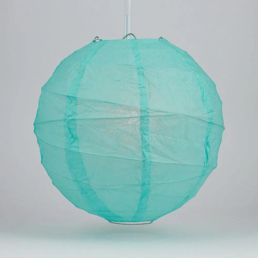5 PACK | 12"  Water Blue Crisscross Ribbing, Hanging Paper Lanterns