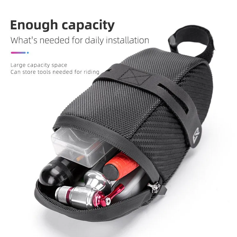 Bicycle Bag Water Repellent Reflective Hidden Space Large Saddle Bag Scrath Resistant Cycling Bag