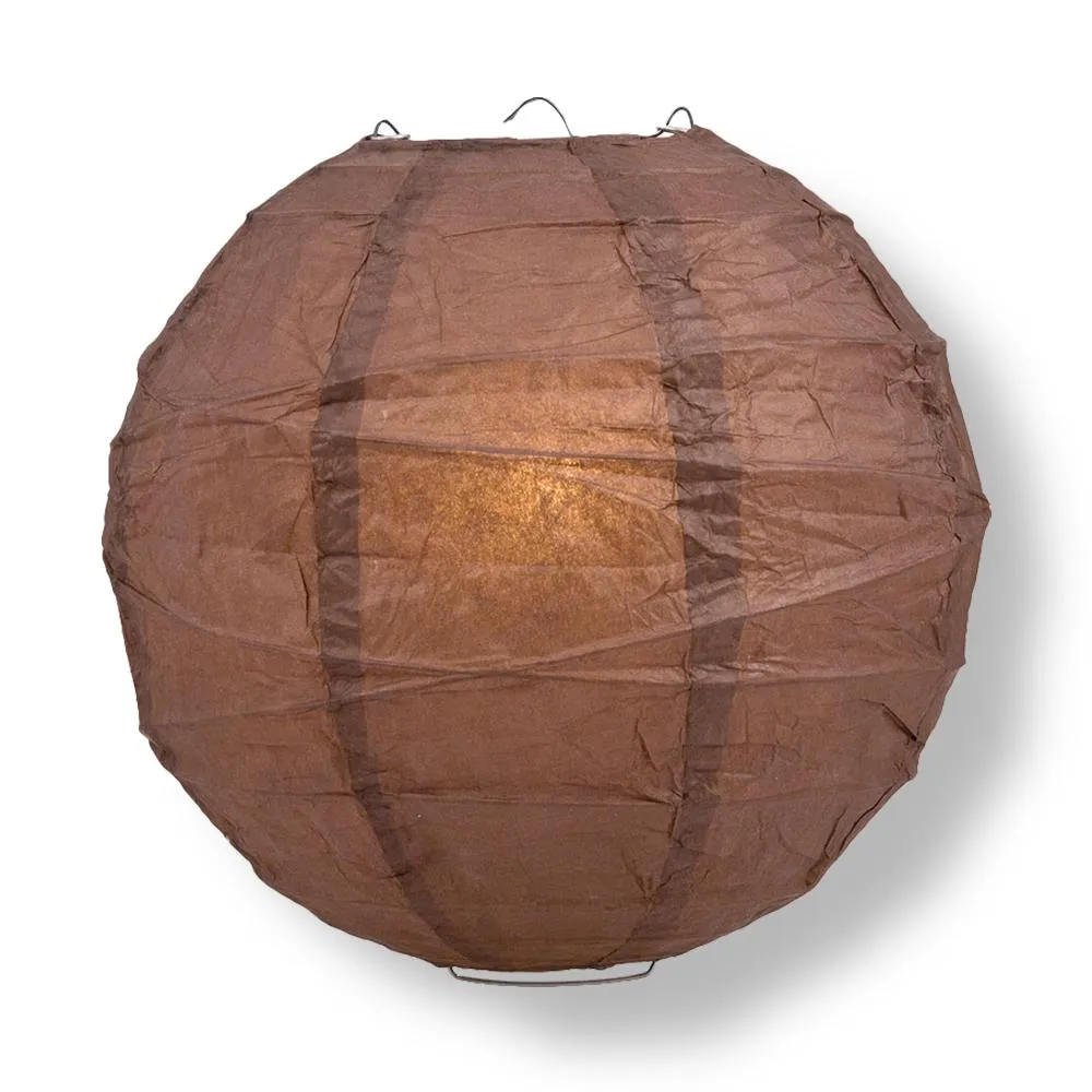 BLOWOUT 20" Brown Round Paper Lantern, Crisscross Ribbing, Chinese Hanging Wedding & Party Decoration