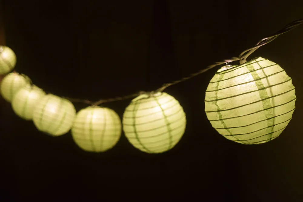 BLOWOUT 4" Light Lime Green Round Paper Lantern, Even Ribbing, Hanging Decoration (10 PACK) (String Light Sold Separately)