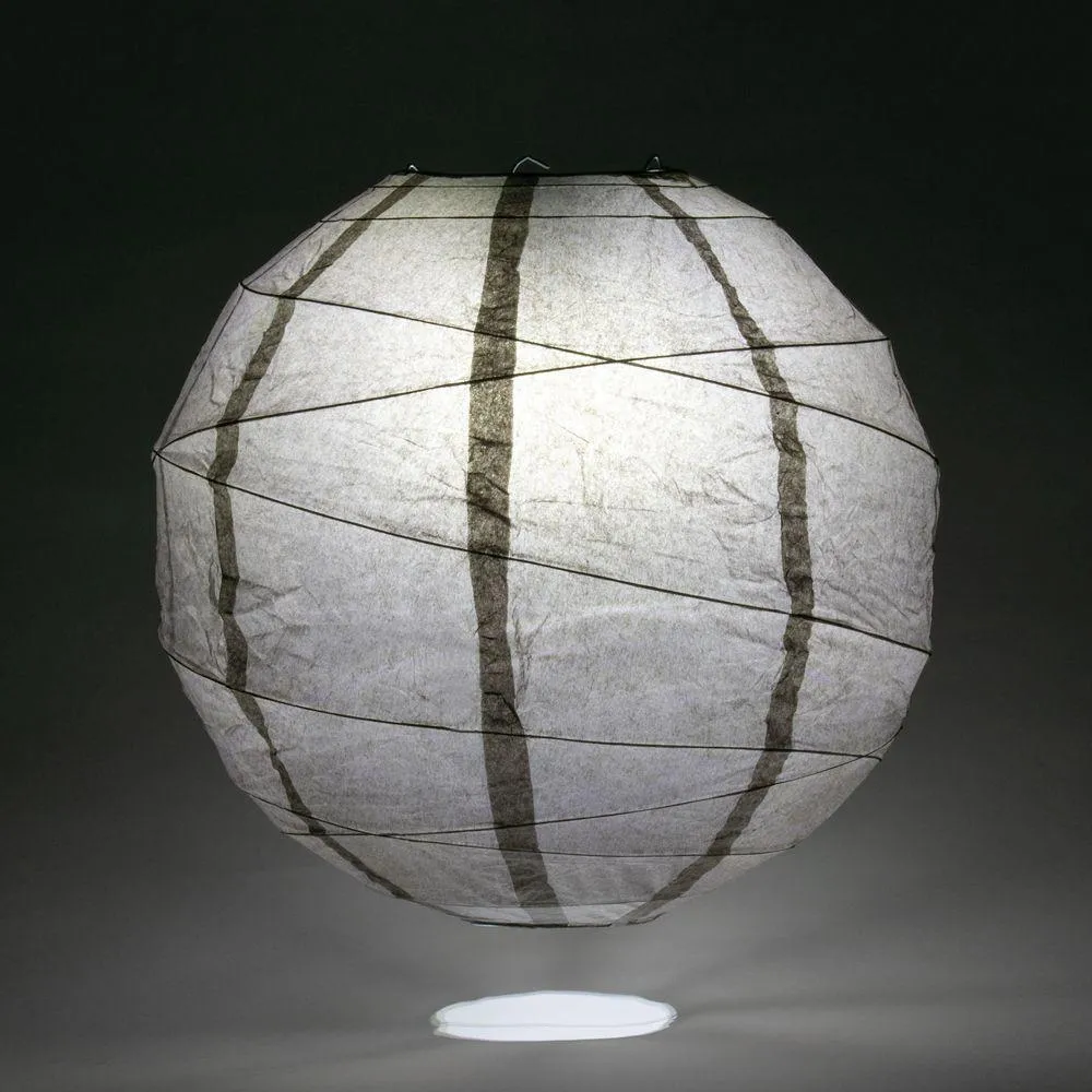 BLOWOUT 5-PACK 16" Driftwood Grey Round Paper Lantern, Crisscross Ribbing, Hanging Decoration