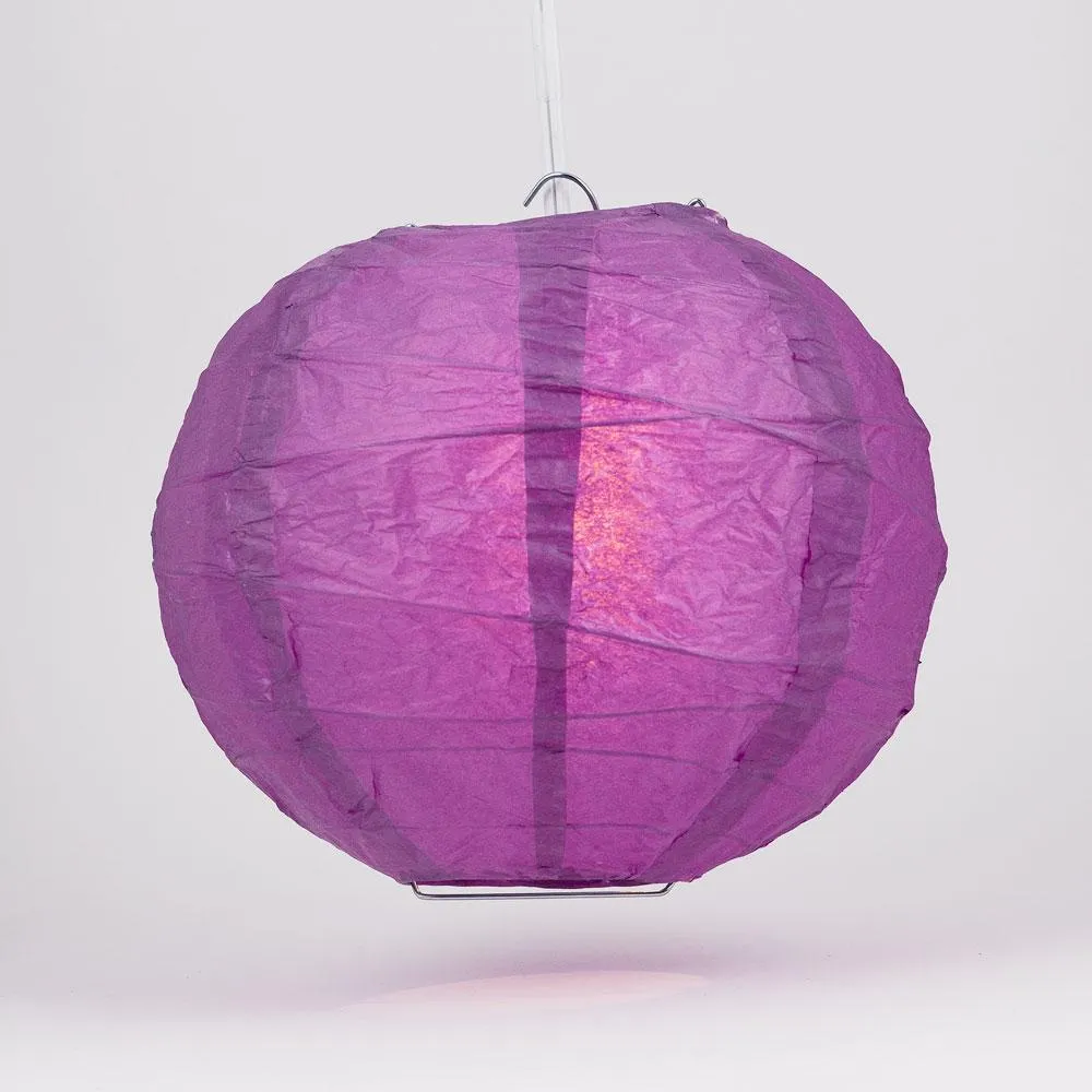 BLOWOUT BULK PACK (12) 24" Violet / Orchid Round Paper Lantern, Crisscross Ribbing, Chinese Hanging Wedding & Party Decoration