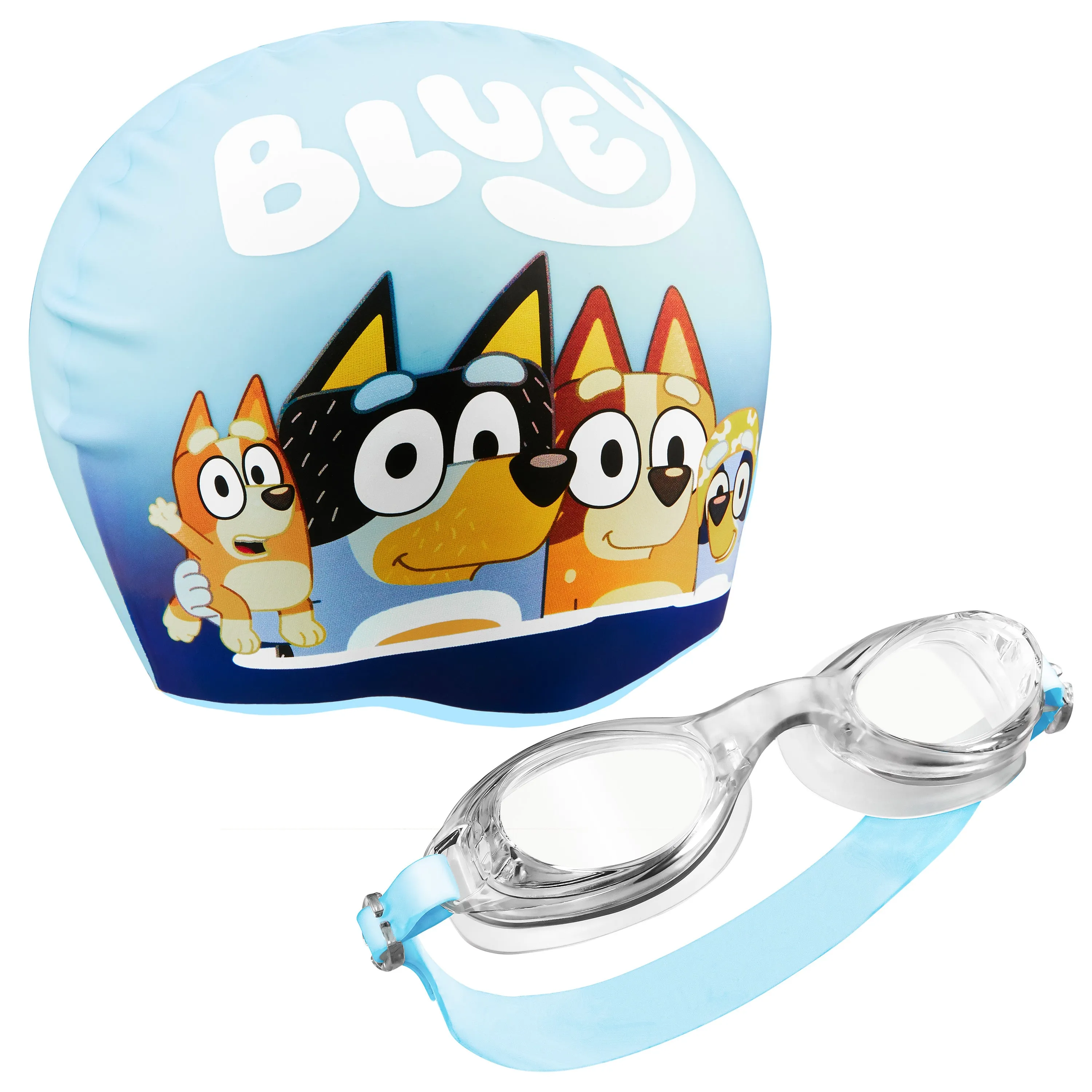 Bluey Kids Swimming Goggles and Swimming Cap Set Anti-Fog UV Protection