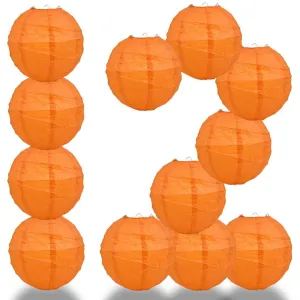 BULK PACK (12) 20" Persimmon Orange Round Paper Lantern, Crisscross Ribbing, Chinese Hanging Wedding & Party Decoration