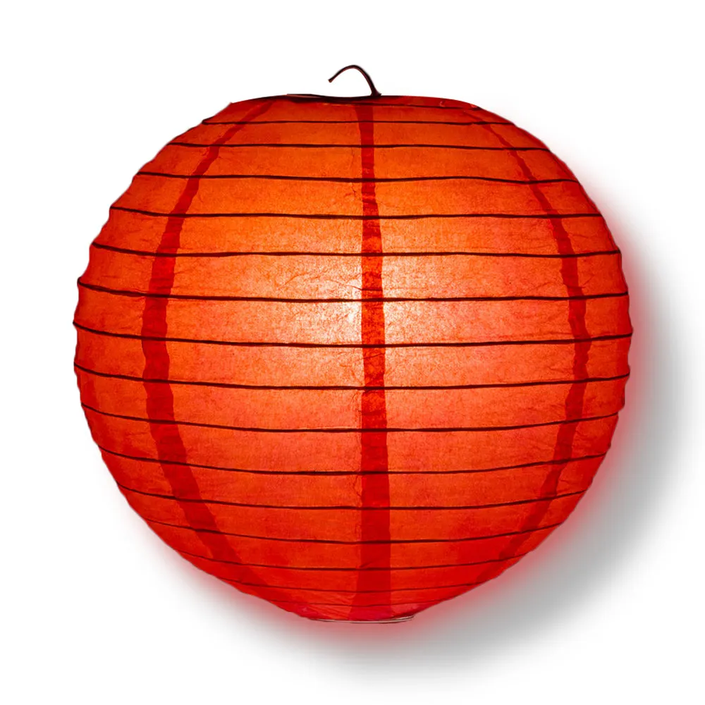 BULK PACK (12) 42" Red Jumbo Round Paper Lantern, Even Ribbing, Chinese Hanging Wedding & Party Decoration