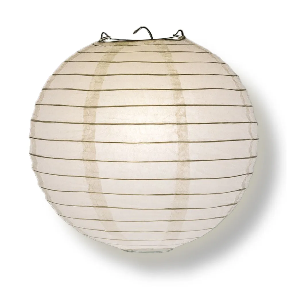 BULK PACK (50) 18" White Round Paper Lanterns, Even Ribbing, Hanging Decoration