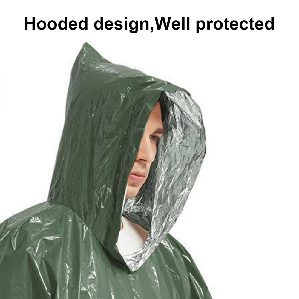 Emergency Raincoat Aluminum Film Disposable Poncho Cold Insulation Rainwear Blankets