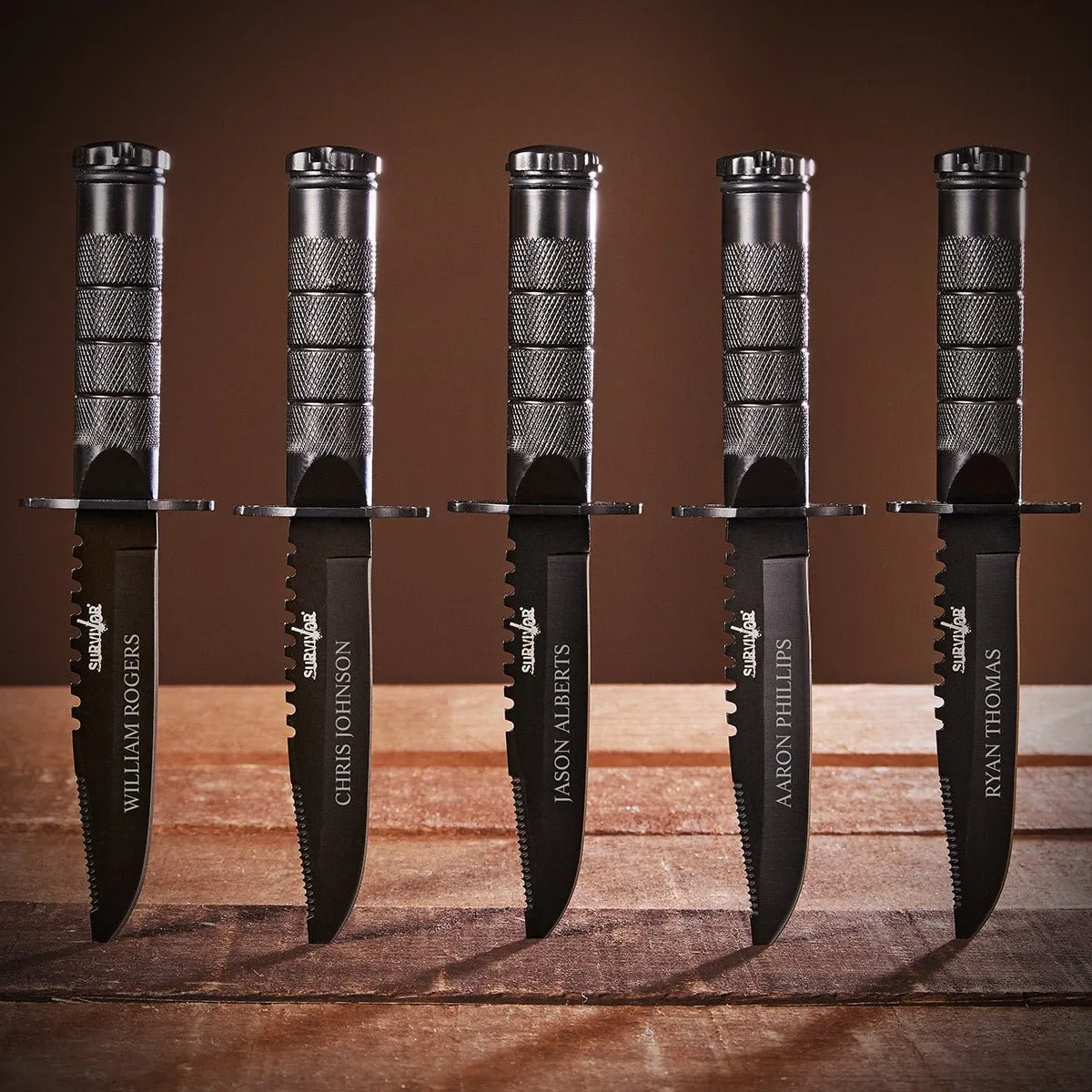 Personalized Set of 5 Survival Groomsmen Knives