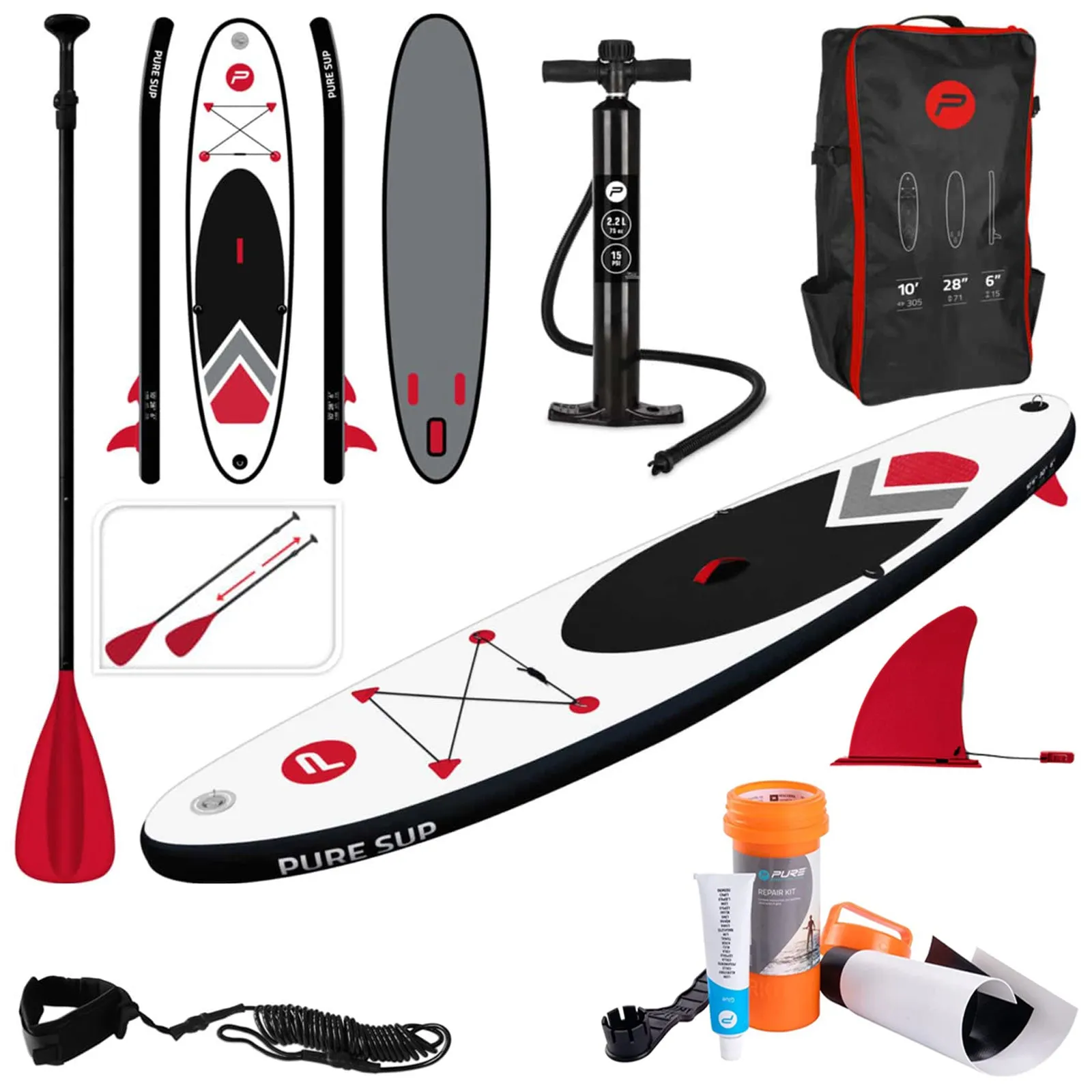 Pure4Fun Inflatable Stand-Up Paddle SUP Board Sets
