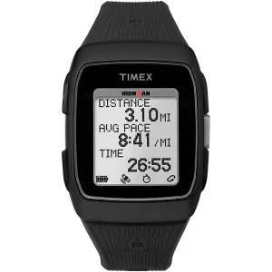 Timex Unisex Ironman GPS White Dial Black Silicone Strap Digital Quartz Watch - TW5M117
